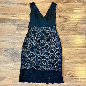 Grace Karin Black Beige Lace Floral Overlay Strapless Dress Size 2 NEW